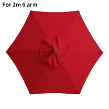 (Red, 200cm 6 Arm) 2m 27m 3m Replacement Umbrella Fabric Garden Parasol Canopy Cover For 6 8 Arm