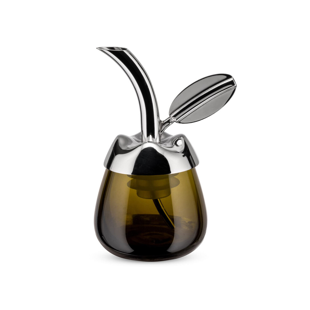 Alessi "Fior d'olio" Pourer For Olive Oil Bottle in 18/10 Stainless Steel Mirror Polished And Thermoplastic Resin With Taster in Glass, Silver