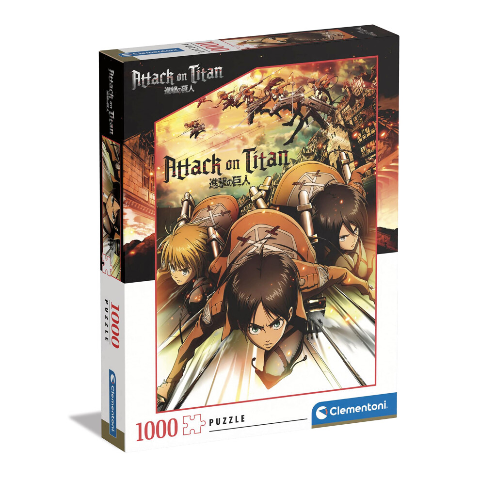 Clementoni - Attack On Titan Titan-1000 Adult Pieces, Anime Jigsaw Puzzle, Made In Italy, Multicoloured, 39727