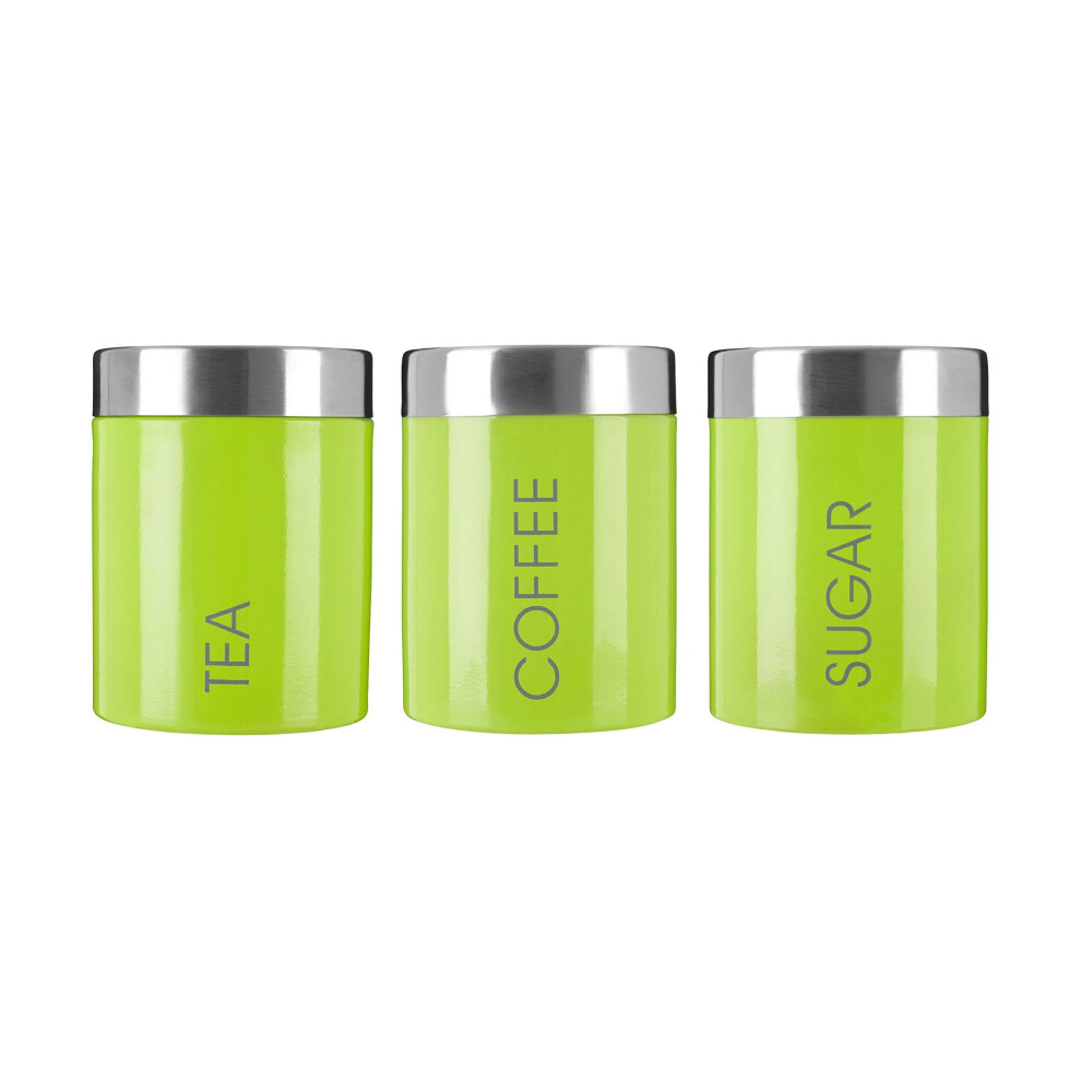 Premier Housewares Liberty Tea Coffee And Sugar Canisters - Set Of 3, Lime Green