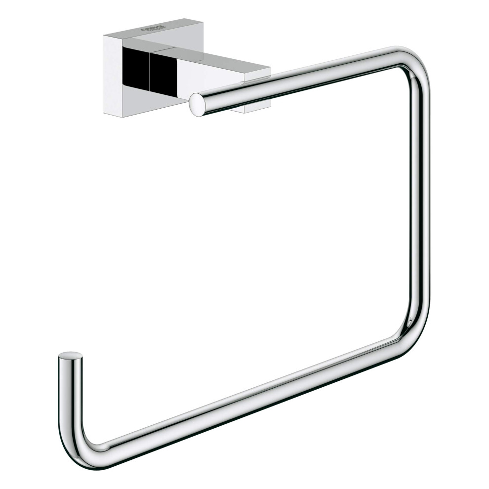 Grohe 40510001 Essentials Cube Metal 7.48-in. Towel-Ring, Starlight Chrome