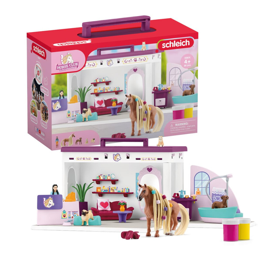 Schleich Horse Club Sofia's Beauties Pet Salon 66-Piece Playset - Includes Horse Figurine, Caretaker, Puppy Friends, And Animal Salon Plus Accessorie