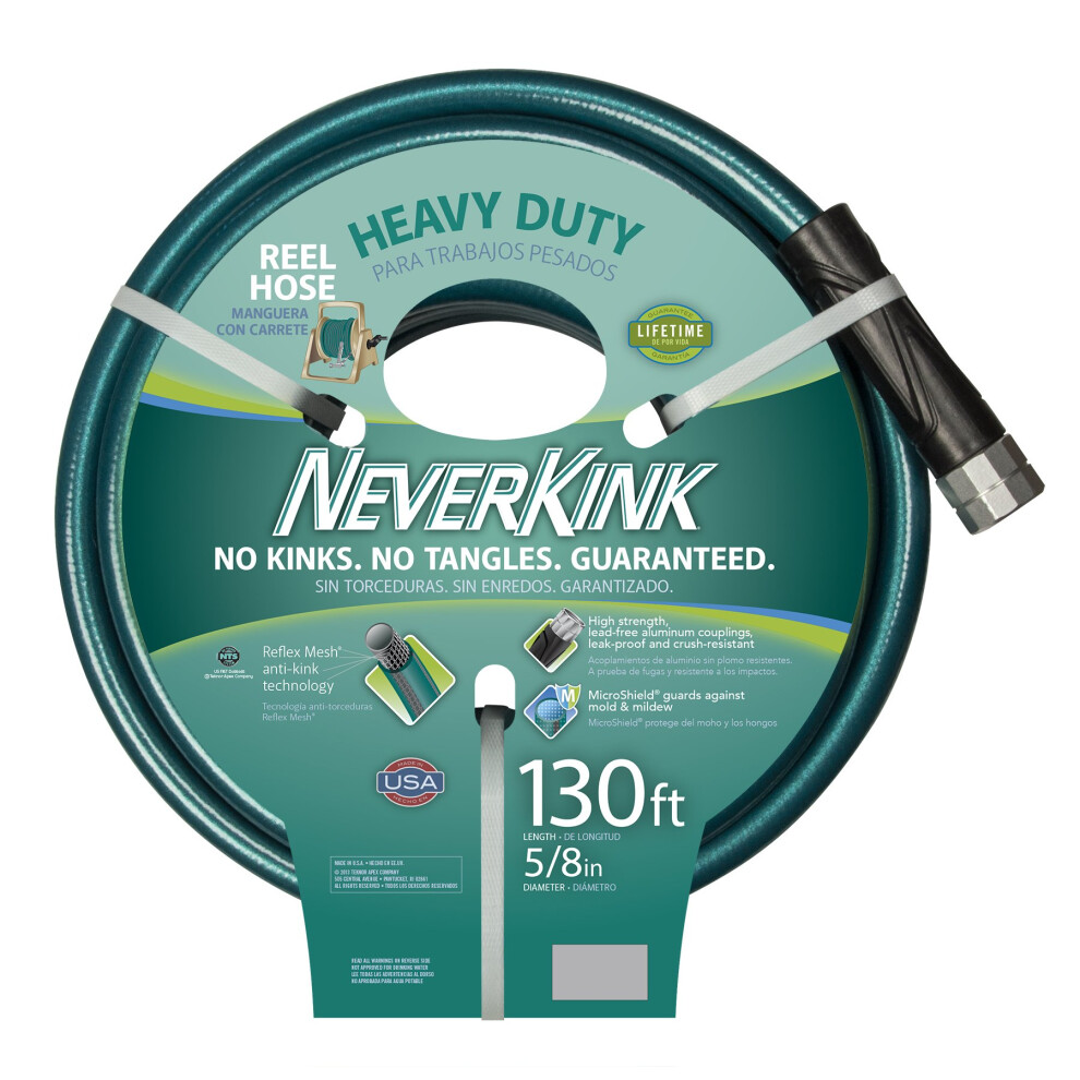 Teknor Apex 100519523 Neverkink 8615-130, Heavy Duty Hose Reel Garden Hose, 5/8-Inch by 130-Feet