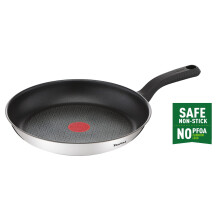 Tefal Comfort Max 26 cm Frying Pan, Premium Stainless Steel, Thermo-Spot Temperature Indicator, Non-Stick Coating, Induction G7260544, Black, Silver
