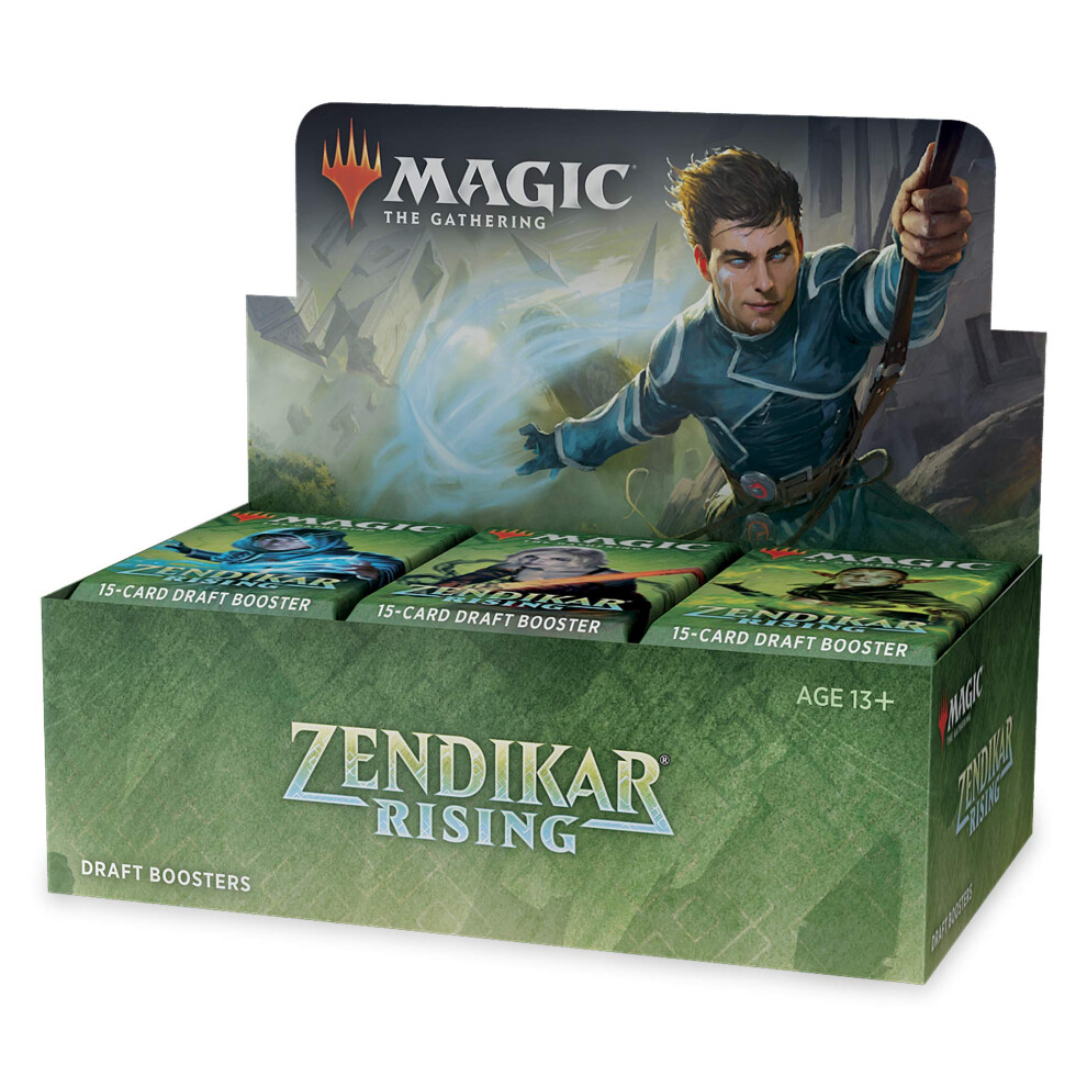 Magic The Gathering Zendikar Rising Draft Booster Box | 36 Booster Packs (540 Cards) + 1 Box Topper | 36 Full Art Lands | Factory Sealed