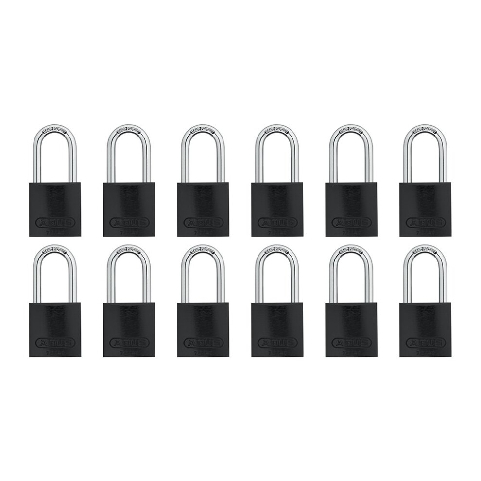 Abus 72HB/40-40 KDx6 19318 Aluminum Padlock 72 Series, Body Width Shackle Diameter: 1/4" Shackle Clearance: 1 17/32", Black-1.5" Shackle, 6 Piece