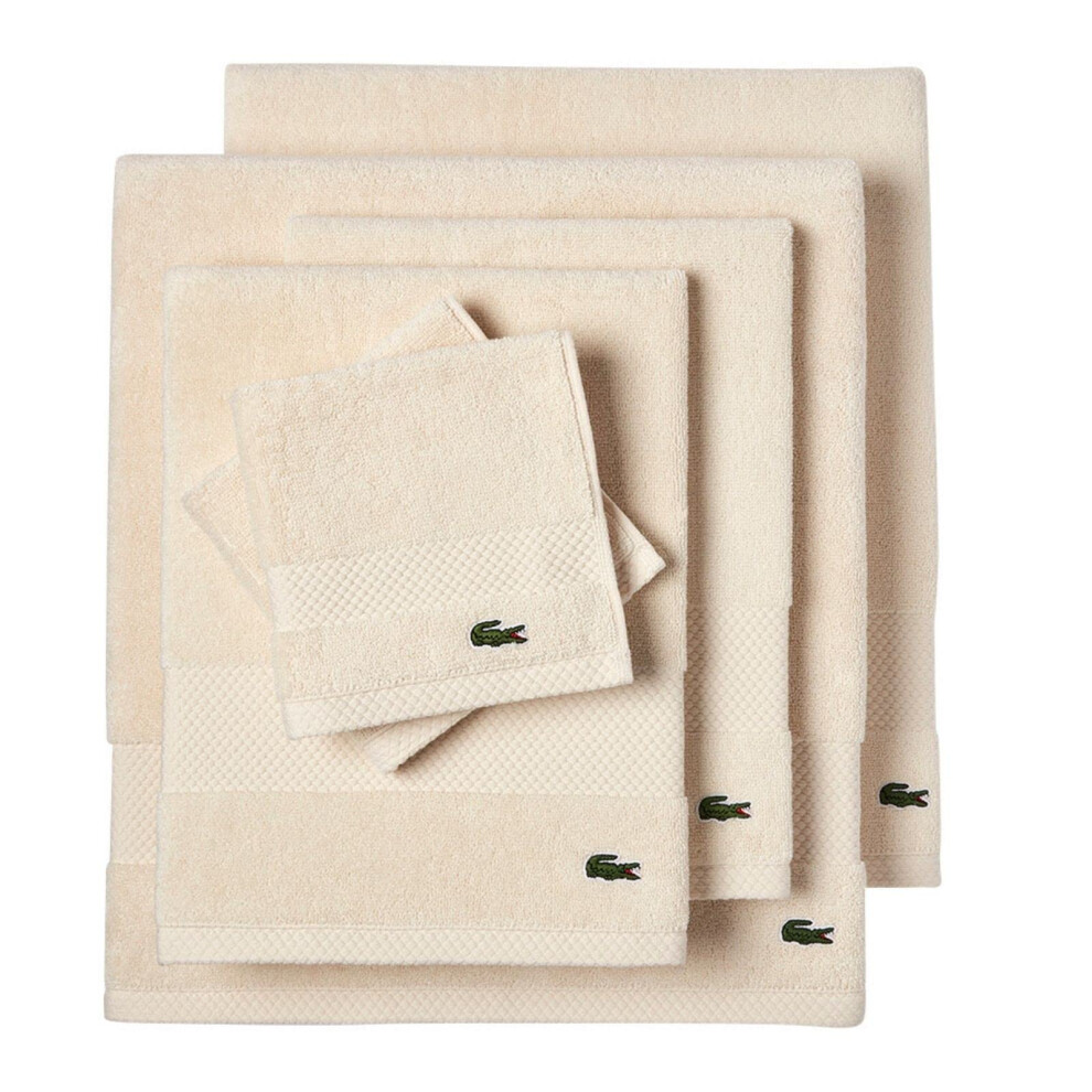 LACOSTE Heritage Supima Cotton 6-Piece Towel Set, 2 Bath Towels, 2 Hand Towels, 2 Washcloths, Chalk