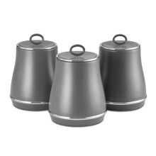 Tower Renaissance Grey Tea, Coffee & Sugar Storage Canisters T826176GRY. Matching Set of 3 Kitchen Canisters in Grey