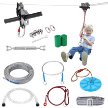 VEVOR Zipline Kit for Kids and Adult, 160 ft Zip Line Kits Up to 500 lb, Backyard Outdoor Quick Setup Zipline, Playground Entertainment with Stainles