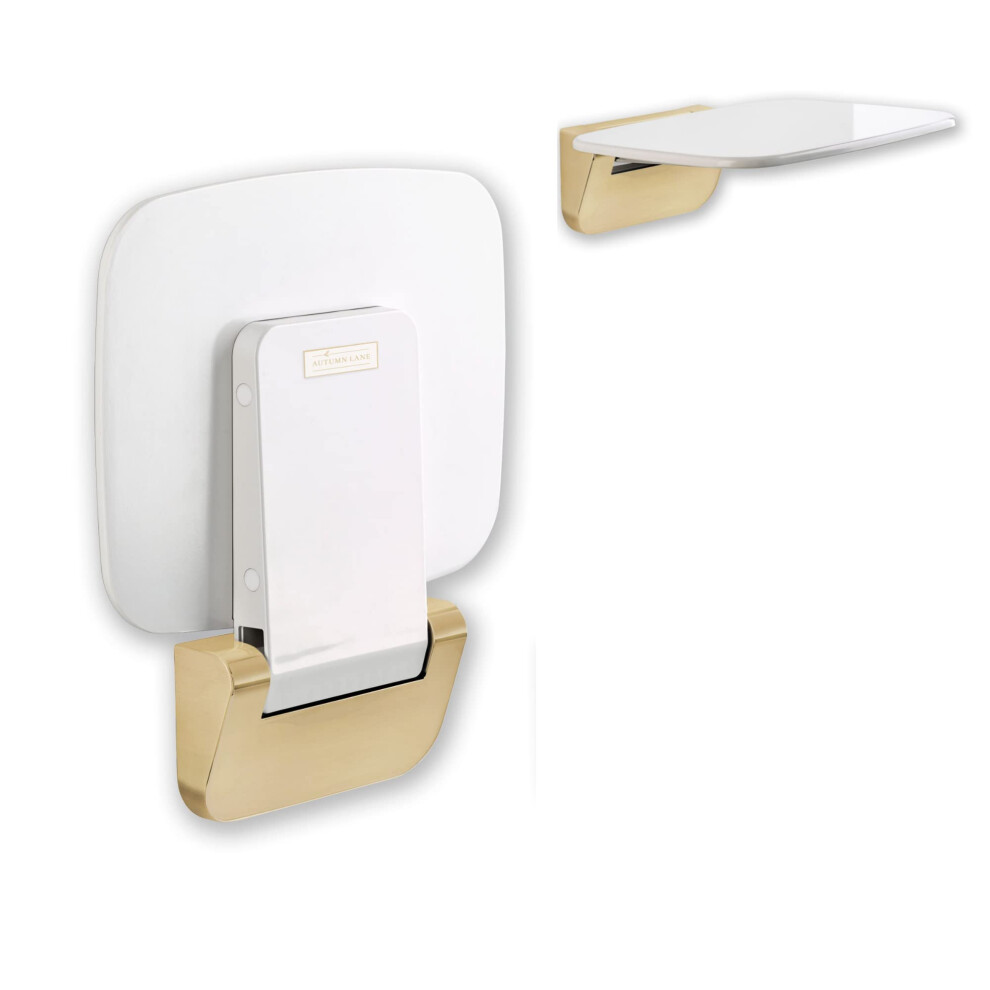 AUTUMN LANE Folding Shower Seat Wall Mounted- Up to 350lbs, Secure Folding Shower Bench, Space Saving Mounted Shower Seat, Luxury Fold Down Shower Se