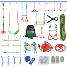 Dripex Ninja Warrior Hindernisparcours für Kinder – 18 m lange Ninja-Linien mit dem umfassendsten Zubehör für Kinderschaukel, Trapezschaukel, Nin