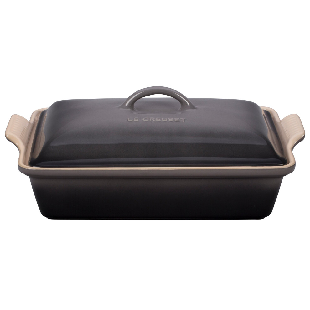 Le Creuset Stoneware Heritage Covered Rectangular Casserole, 4 qt. (12" x 9"), Oyster