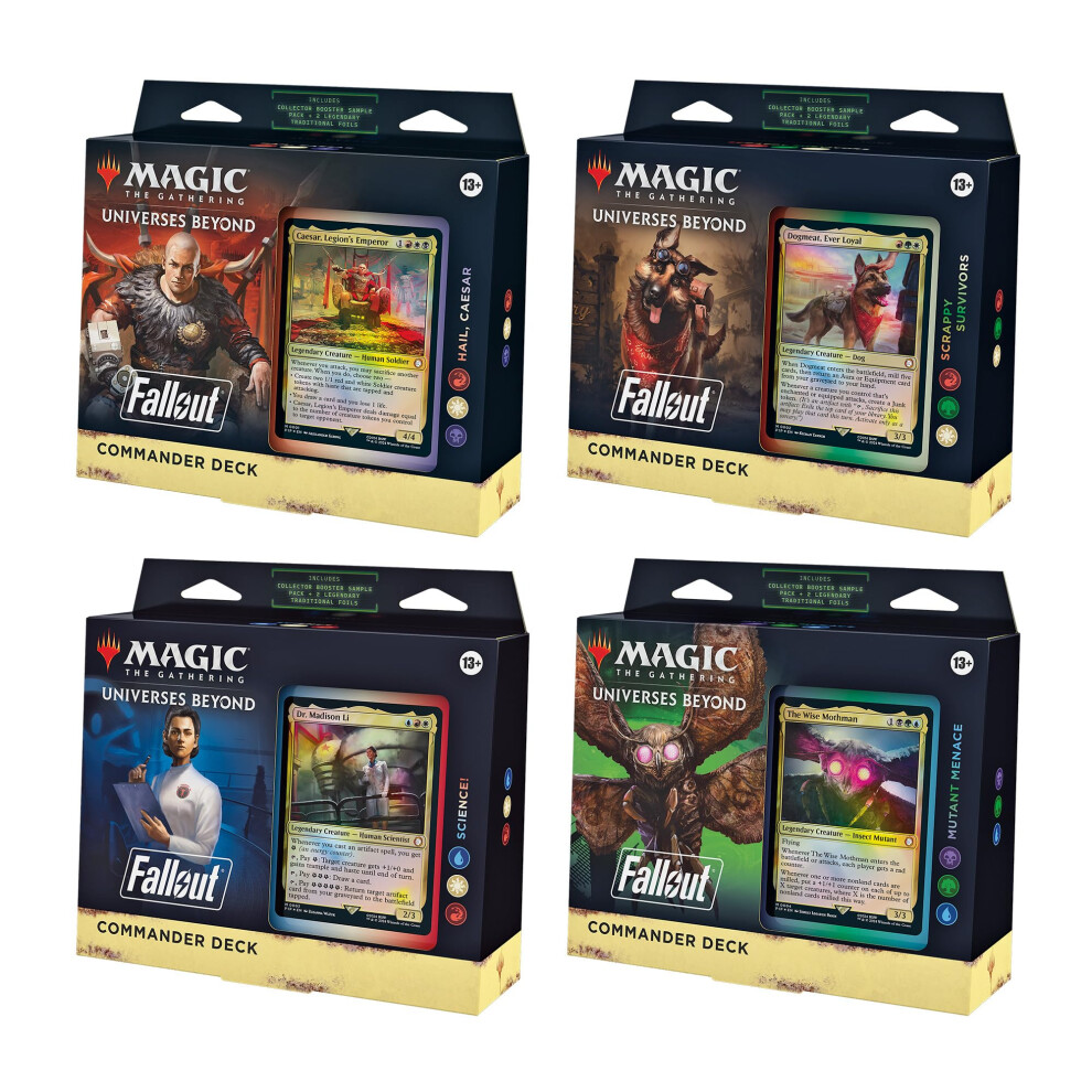 Magic The Gathering Magic: The Gathering Fallout Commander Deck Bundle - Includes All 4 Decks (1 Hail Caesar, 1 Scrappy Survivors, 1 Science!, And 1 Mutant Menace)