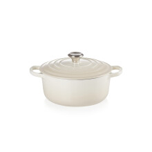 Le Creuset Signature Enamelled Cast Iron Round Casserole Dish With Lid, 20 cm, 2.4 Litres, Meringue, 21177207164430