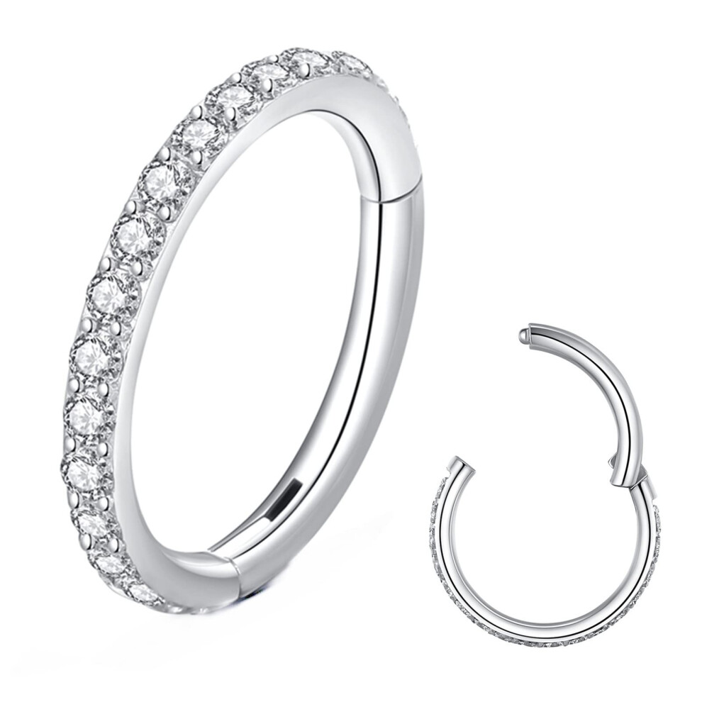 BLESSMYLOVE Clear CZ Silver 18G 8mm Nose Rings Hoop 316L Surgical Steel 18 gauge Cartilage Earrings Conch Daith Helix Rook Tragus Lobe Snug Body Pier-image-OPC-PFC2WHR-NEW