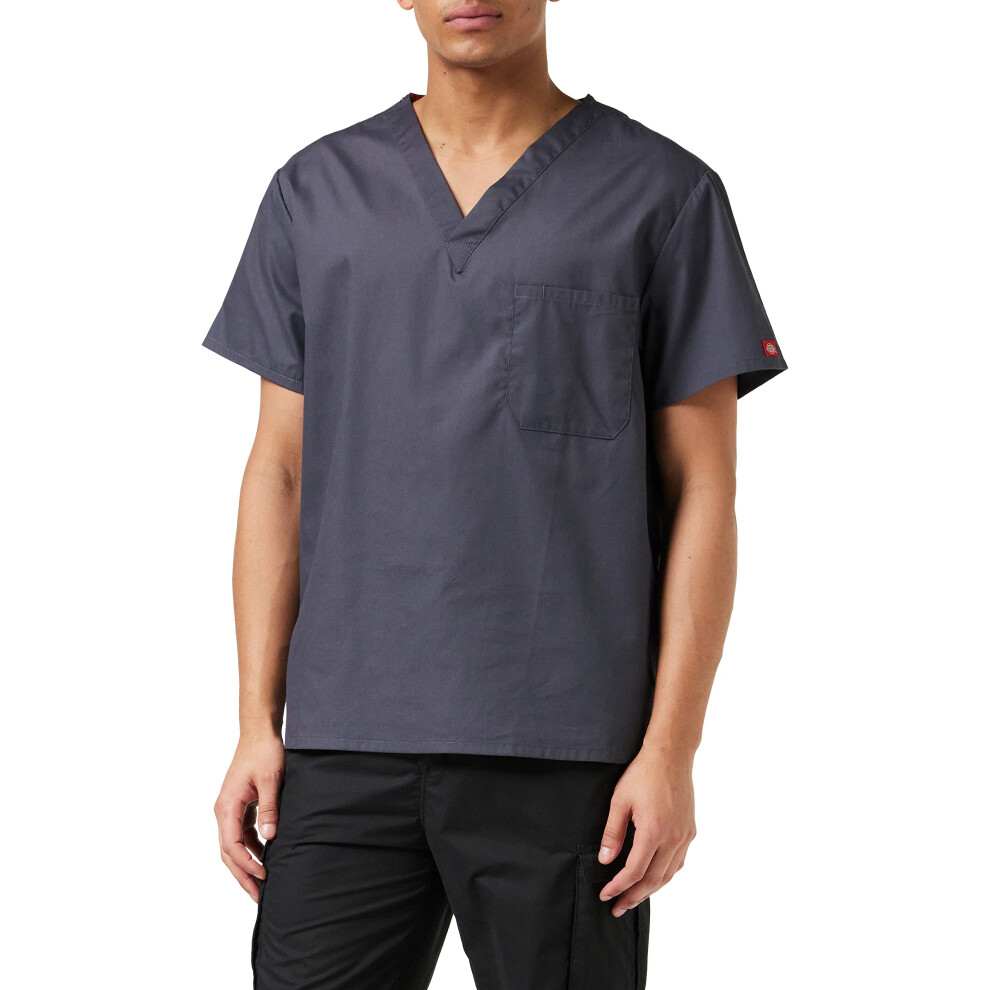 Dickies mens Signature V-neck medical scrubs shirts, Pewter, 3X-Large US