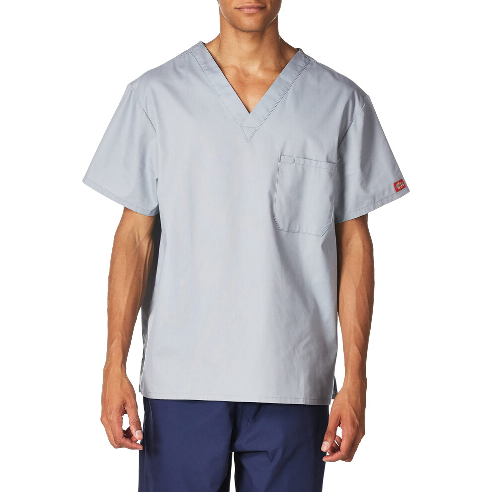 Dickies mens Signature V-neck Medical Scrubs Shirt, grey, X-Small US