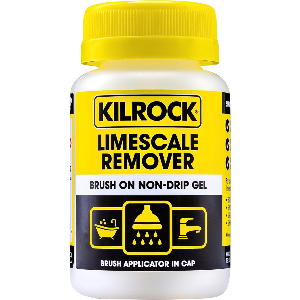 Kilrock Gel Descaler 160ml - Nondrip Limescale Remover with Brush-In Cap, Great for Taps, Baths & Showers