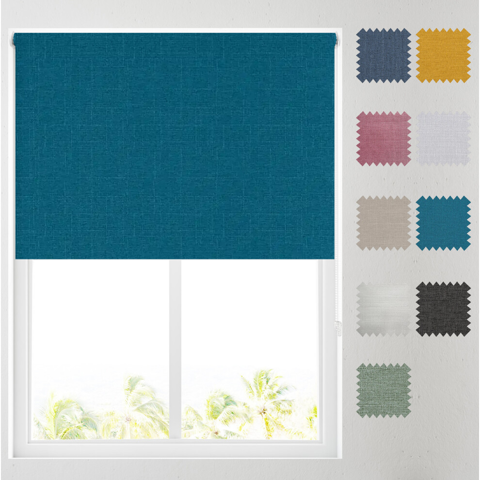 Barnes Blinds And Interiors (Teal, 6Ft (183Cm)) Quebec Thermal Blackout Roller Blinds - 9 Colours Light
