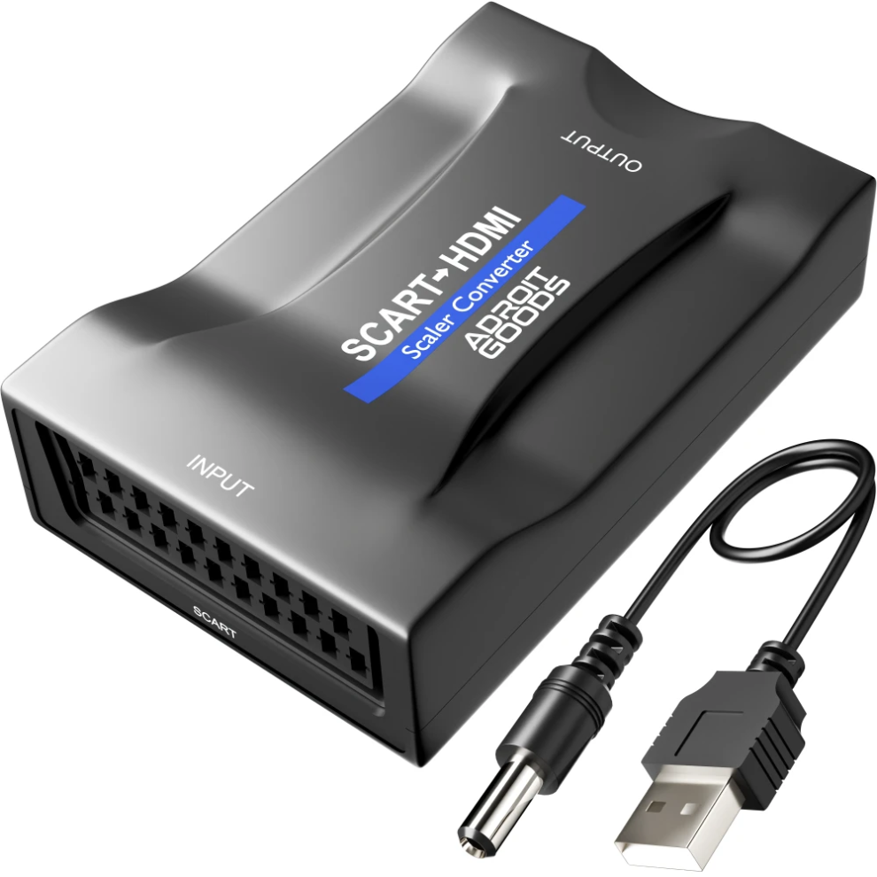 AdroitGoods SCART to HDMI Converter Adapter with Power Cable - 1080P Full HD