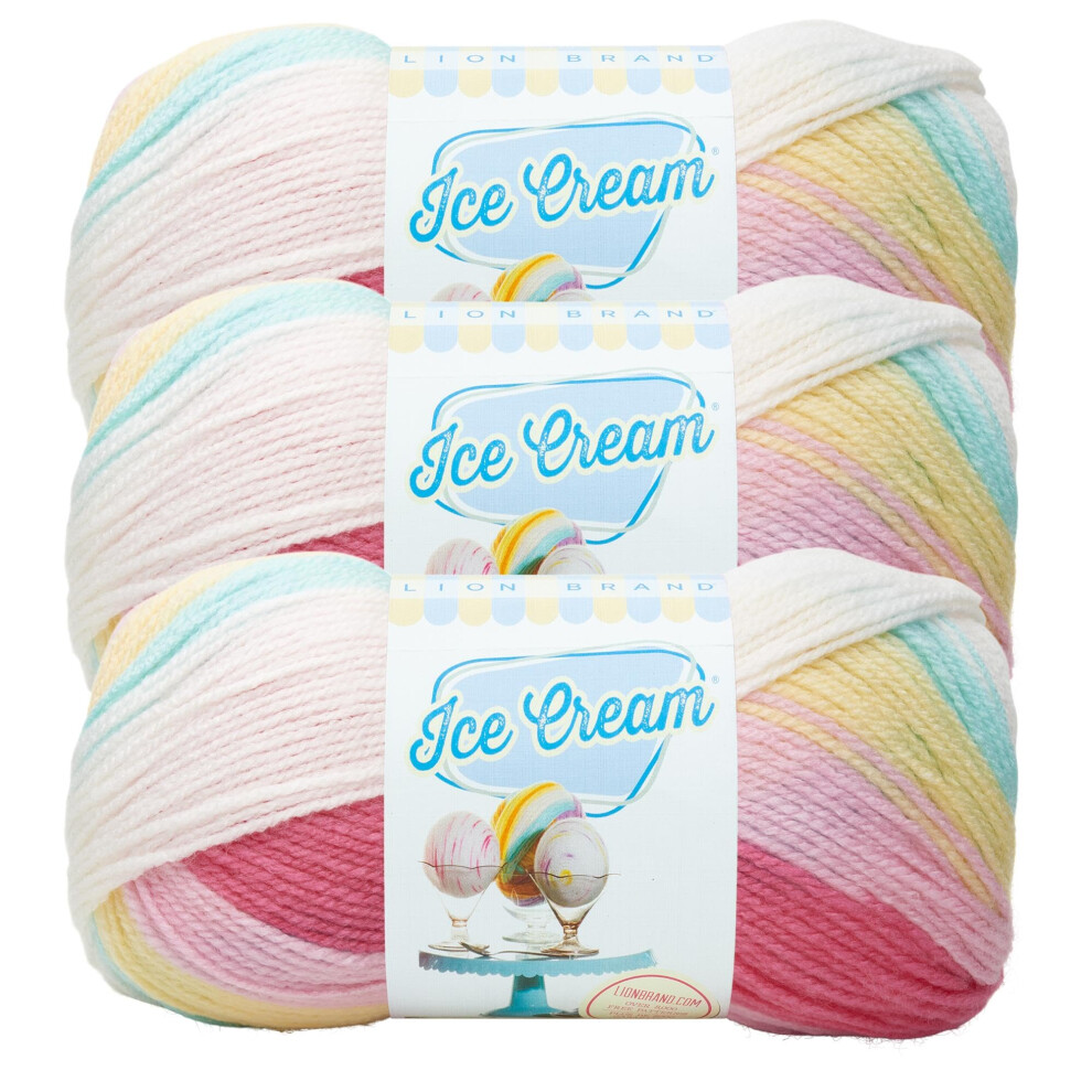 (3 Pack) Lion Brand Yarn Ice Cream Baby Yarn, Tutti Frutti