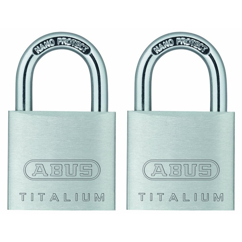 ABUS 64TI/30 Titalium Aluminum Alloy Padlock, Keyed Alike, Pack of 2