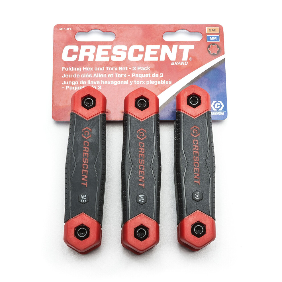 Crescent 3 Pc. Folding SAE/Metric/Torx Dual Material Key Set - CHK3PC