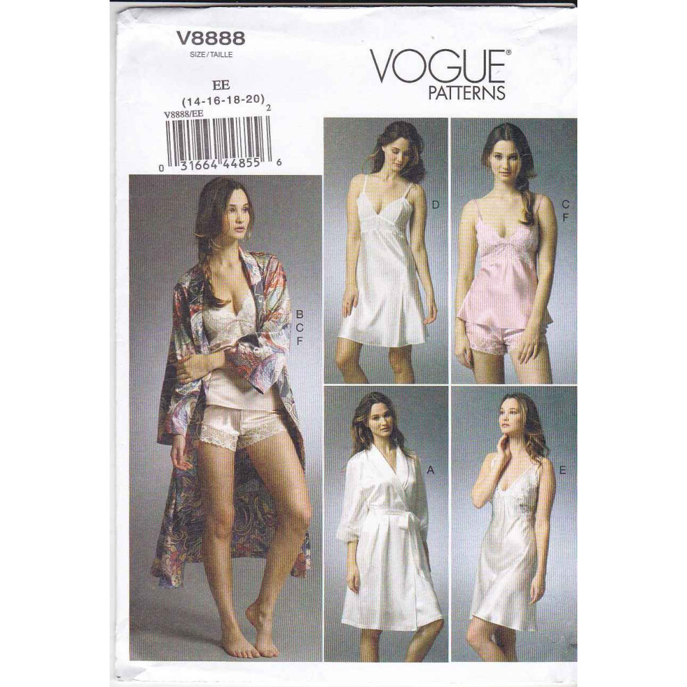 Patron de couture VOGUE PATTERNS V8888 pour robe/jupon/caraco et culotte pour femme, taille A5 (6-8-10-12-14)