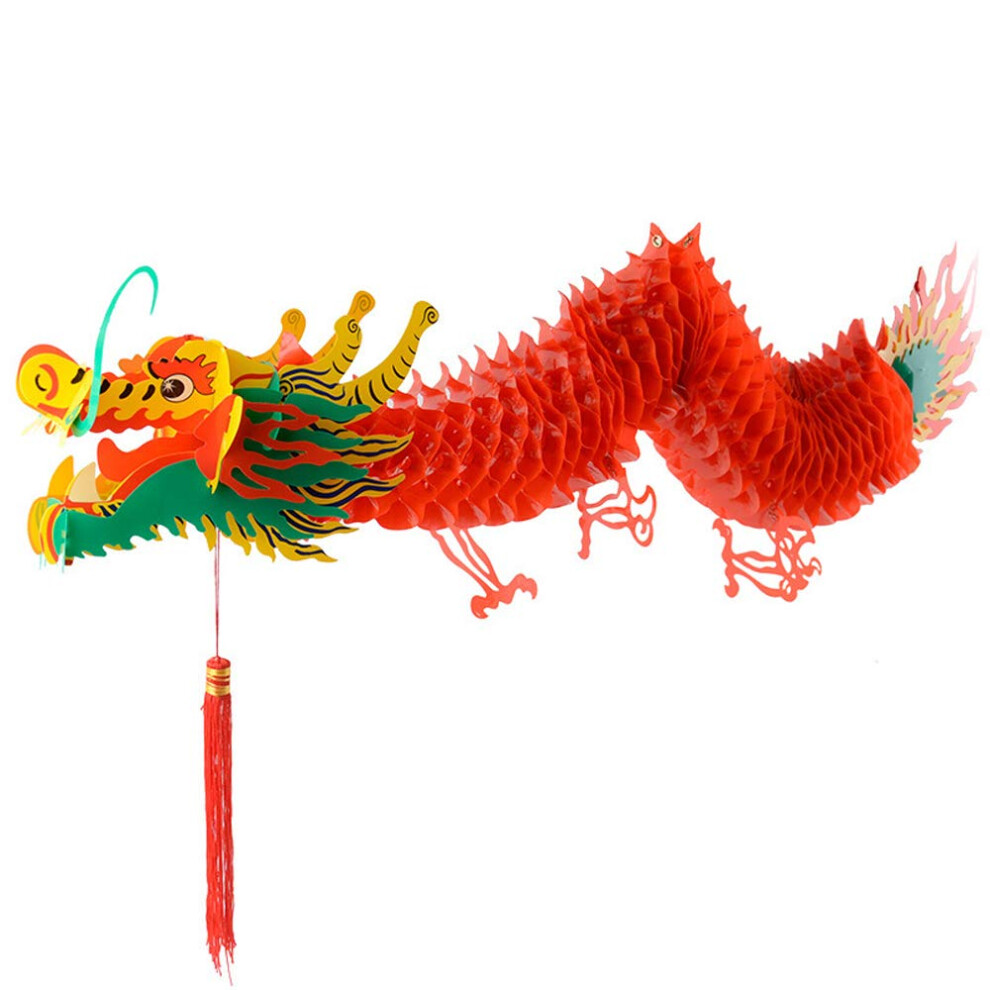 AMS 3D Chinese New Year Paper Dragon Garland Hanging Decoration New Year Party Ornaments(39 inch)