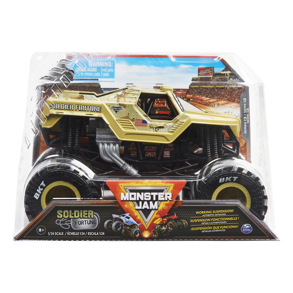 Monster Jam, Official Soldier Fortune Monster Truck, Collector Die-Cast Vehicle, 1:24 Scale, Kids Toys for Boys Ages 3 and up