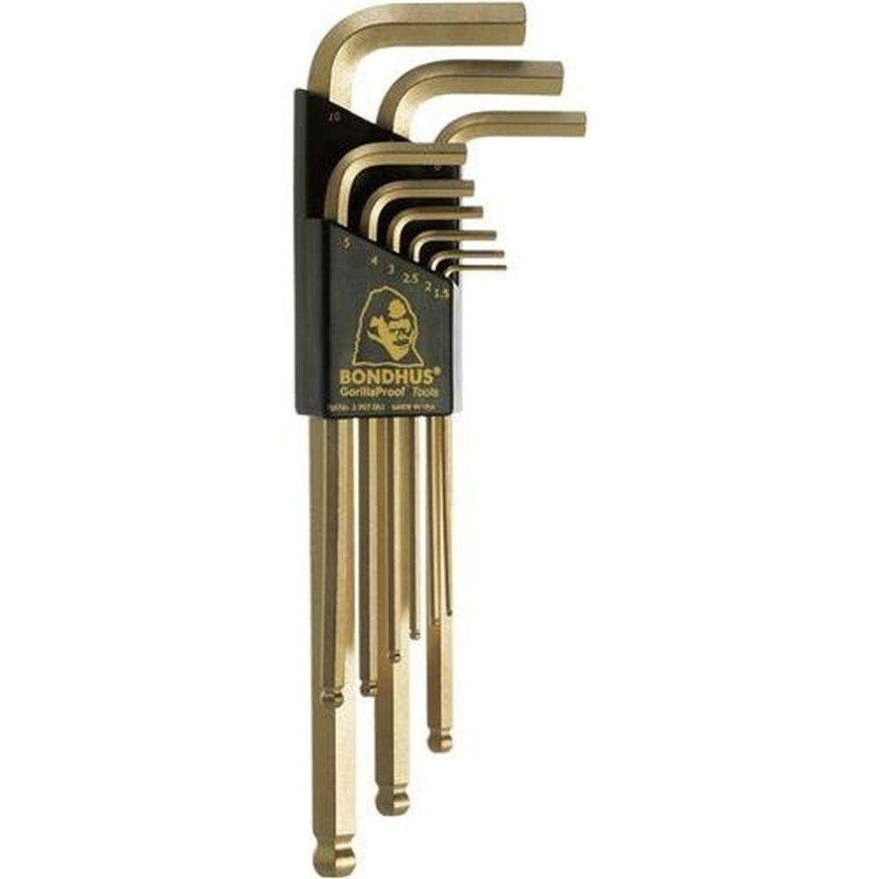 Bondhus 38099 Goldguard Ballpoint L-Wrench Set - 9 Pc. Metric 037231380991