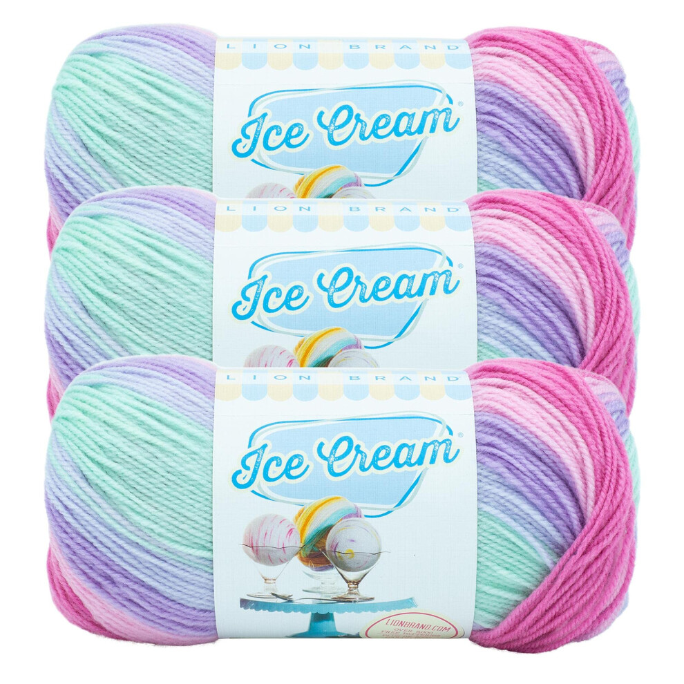 (3 Pack) Lion Brand Yarn Ice Cream Baby Yarn, Ube