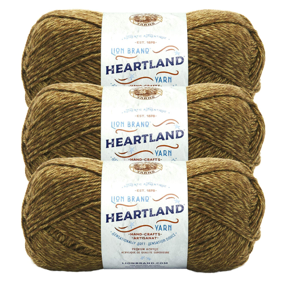 Lion Brand Yarn Heartland Yarn for Crocheting, Knitting, and Weaving, Multicolor Yarn, 3-Pack, Joshua Tree