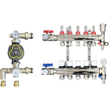 (5 PORT) Wärmer System Underfloor Heating Manifold with 'A' Rated Auto Pump GPA25-6 III and Blending Valve Set