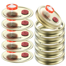 6 stk. Bredmund flydende kulturl?g Split-type korngydningsdyrkning Mason Jar L?g med 0,22um PTFE spr?jtefilter & 20 mm selvhelende injektionsport