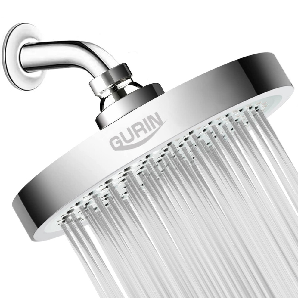 Gurin Shower Head High Pressure Rain, Luxury Bathroom Showerhead With Chrome Plated Finish, Adjustable Angles, Anti-Clogging Silicone Nozzles (Califo 810053630068