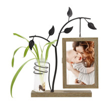 Afuly 4x6 Picture Frame Potted Plants Desk Photo Frames with Metal Stand and Vase Double Sides Display Frame christmas Wedding Anniversary Birthday g