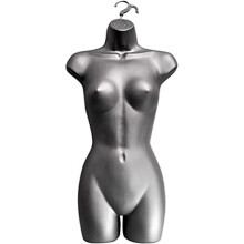 Adult Female Full Size Hanging Body Form Display Mannequin Body Form Mannequin Display Form Ideal for Shop Display (Silver)