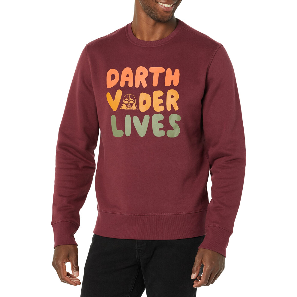 Amazon Essentials Disney  Marvel Mens Fleece crewneck Sweatshirt, Star Wars Vader Lives, XX-Large