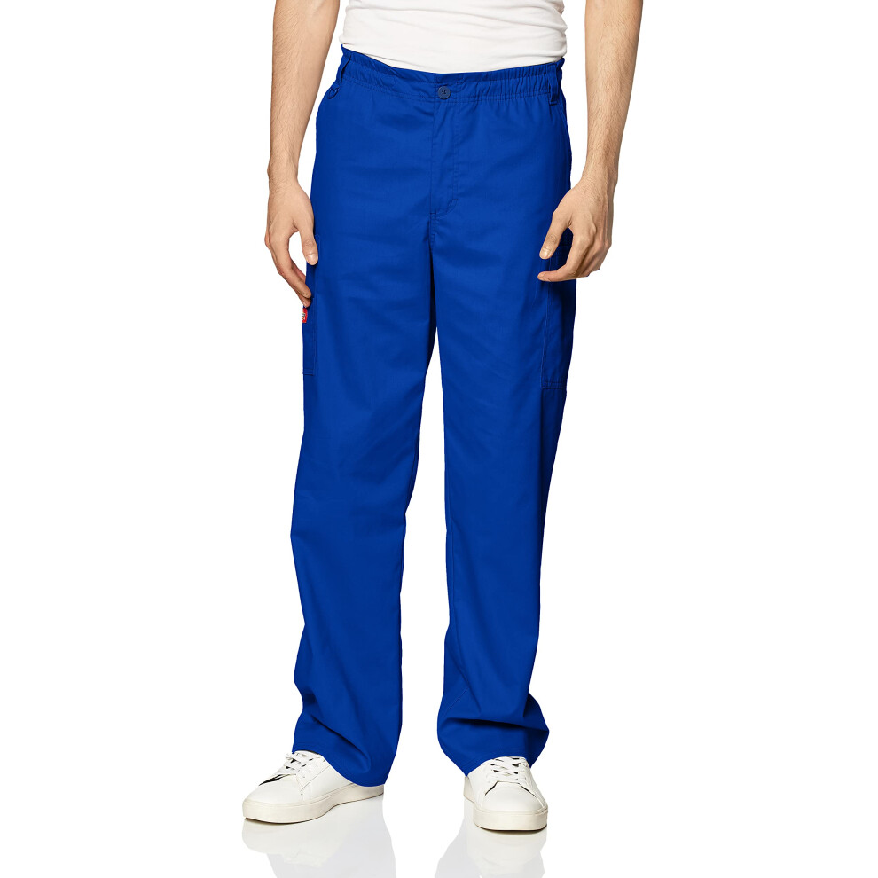 Dickies Mens Big Signature Elastic Waist Scrubs Pant, Royal, Small Tall