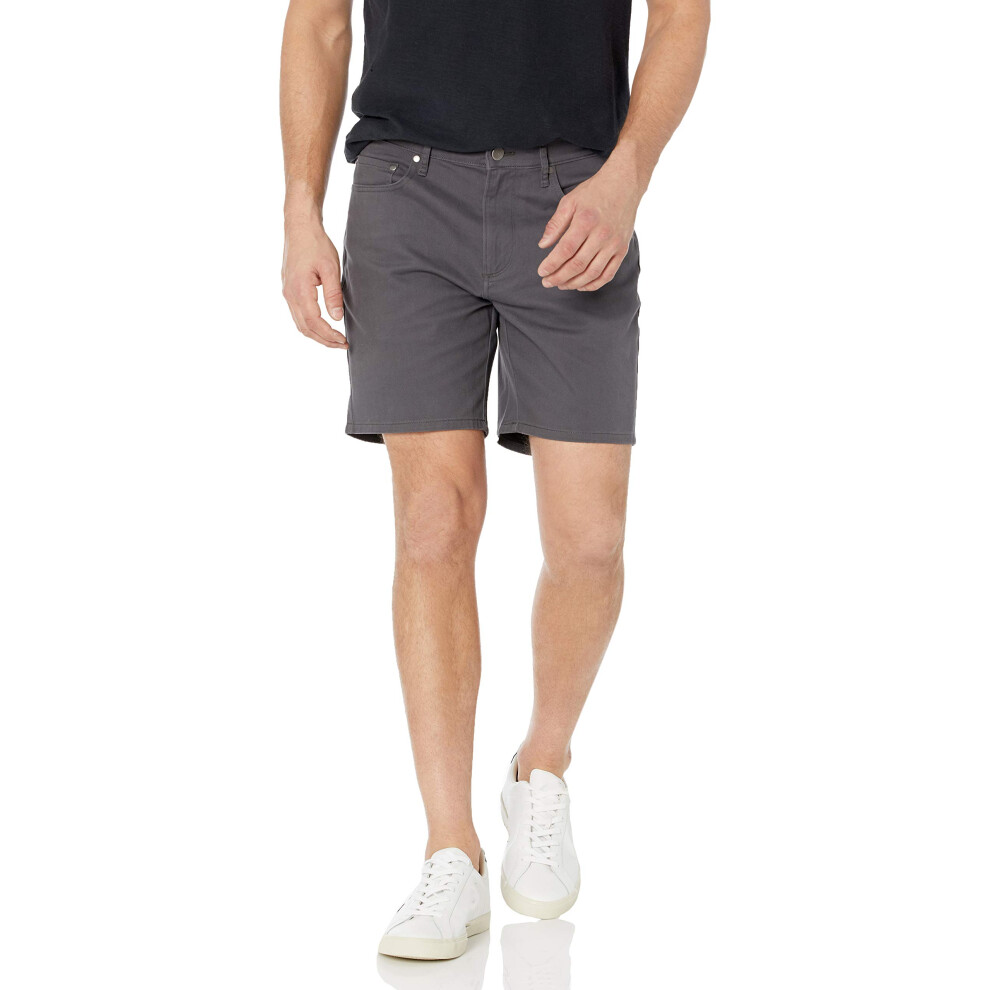 Amazon Essentials Mens Straight-Fit 7 Inseam Stretch 5-Pocket Shorts, Dark grey, 30