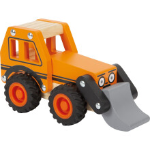 Jouet en bois - Small foot company - Pelleteuse orange - 100% FSC - Roues en caoutchouc - Pour bébés 12 mois+