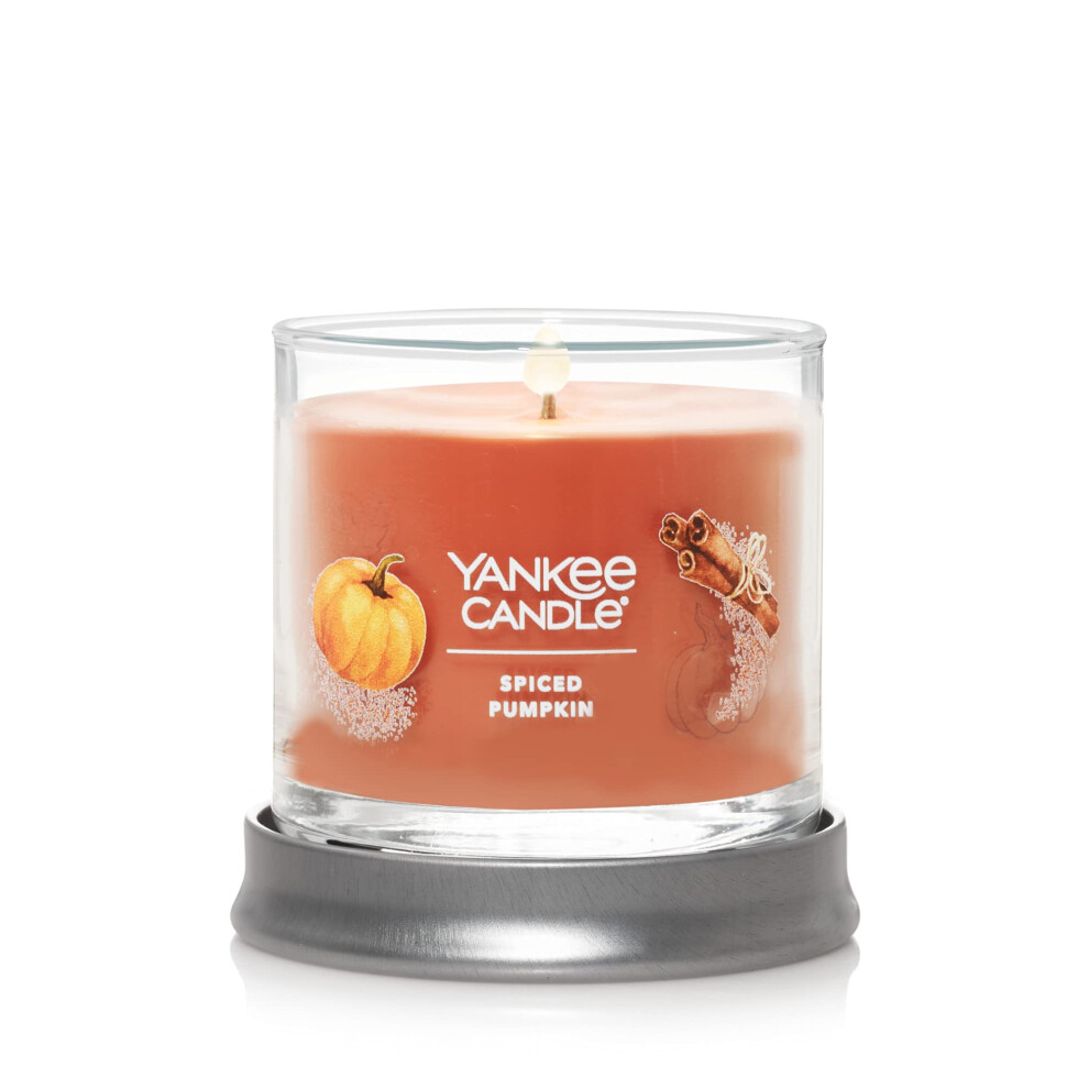 Yankee Candle Spiced Pumpkin Scented, Signature 4.3oz Small Tumbler Single Wick Candle, Over 20 Hours of Burn Time