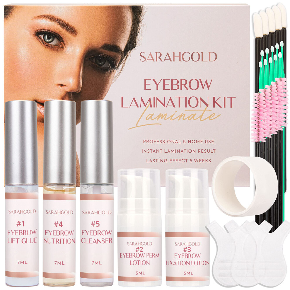 Sarah Gold Brow Lamination Kit, Eyebrow Lamination Kit, Eyebrow Perm Kit, Instant DIY Eye Brow Lift Kit for Fuller, Thicker, At Home DIY Perm For You