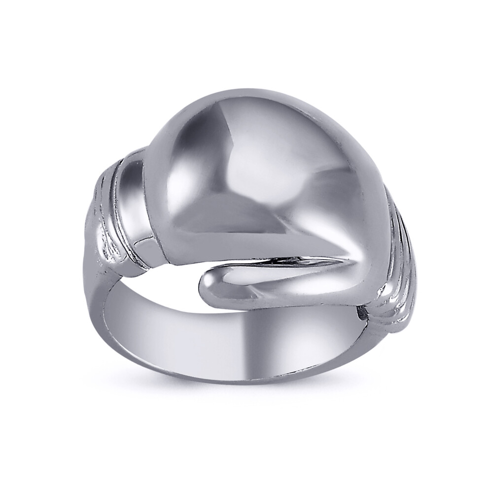 (T) Jewelco London Mens Rhodium Plated Sterling Silver Boxing Glove Charm Ring 19mm