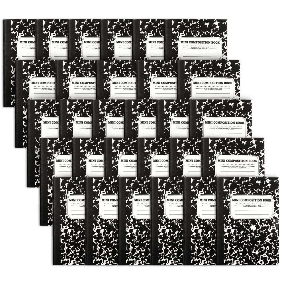Mini Composition Notebook, Cute 30 Pack Black Narrow Ruled Mini Composition Books Bulk by Feela, Small Pocket Marble Journal Notebooks for Kids Stude-image-OPC-PFC5CKF-NEW