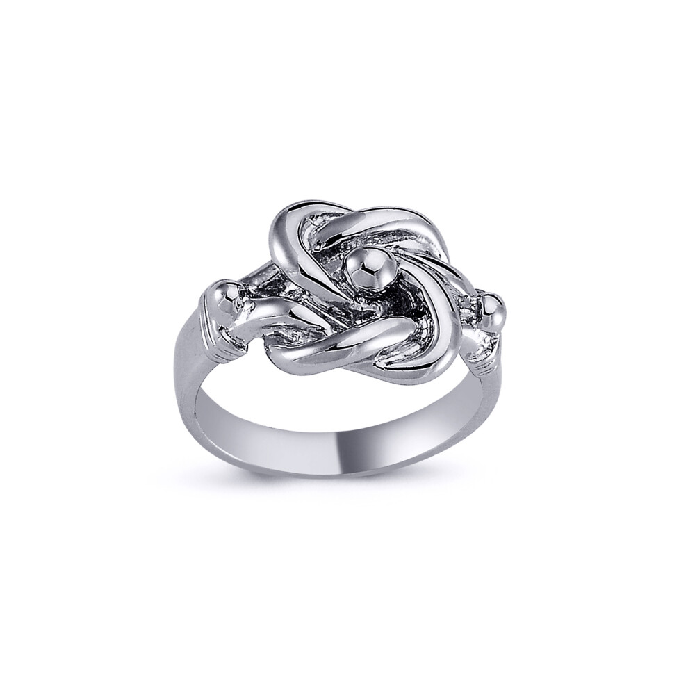 (T) Jewelco London Mens Rhodium Plated Sterling Silver Celtic Knot Love Ring 15mm