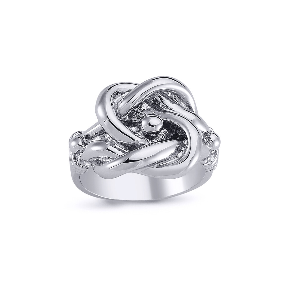 (Z) Jewelco London Mens Rhodium Plated Sterling Silver Celtic Knot Love Ring 18mm