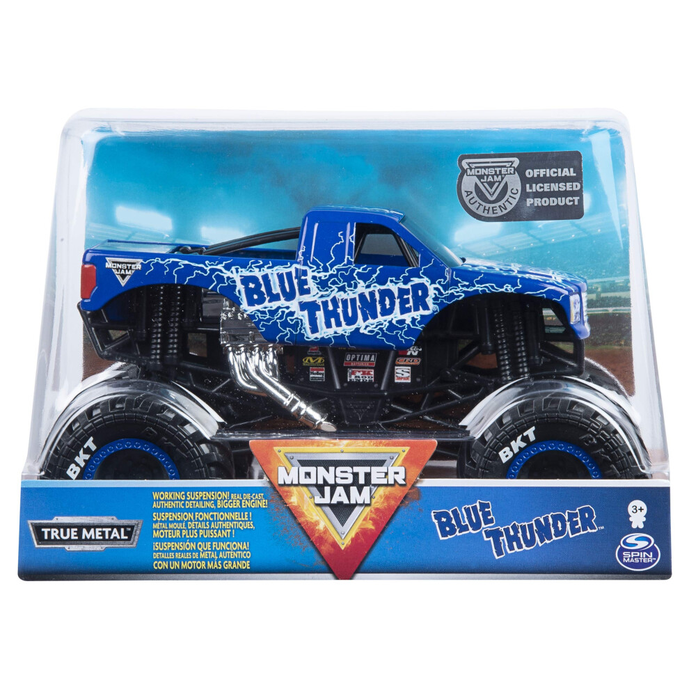 Monster Jam, Official Blue Thunder Monster Truck, Die-Cast Vehicle, 1: 24 Scale