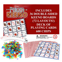 Regal Games - Poker Keeno Set - 36 doppelseitige Boards, 600 Chips, 1 Pokerkarten Deck - 72 Layouts